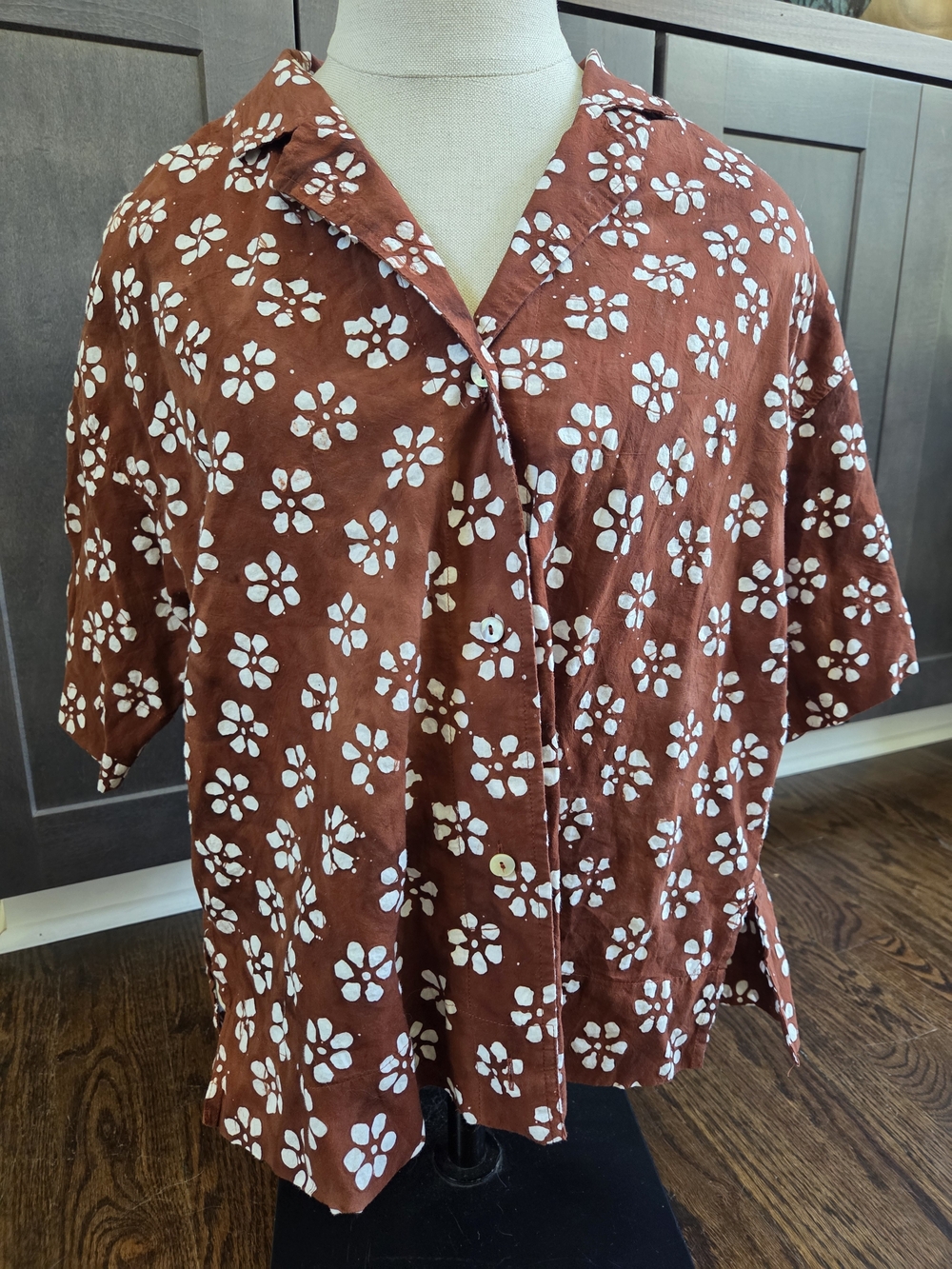 Madewell Brown Floral Short-Sleeve Button-Up Cotton Camp Shirt